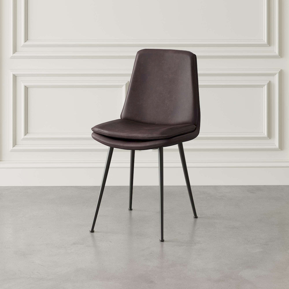 Jofran - Draper Mid-Century Modern Upholstered Faux Leather Dining Chair (Set of 4) Dark Brown - 2201EC-DRAPERCHAIR view 3