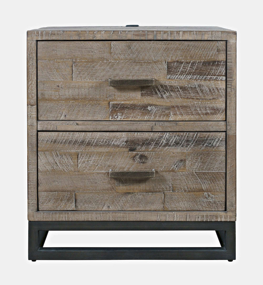 Jofran - East Hampton Modern Coastal 25in Distressed Acacia Nightstand with USB Charging, Grey Wash - 2260-90 view 1
