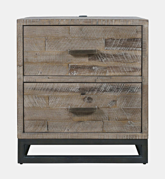 Jofran - East Hampton Modern Coastal 25in Distressed Acacia Nightstand with USB Charging, Grey Wash - 2260-90 view 1