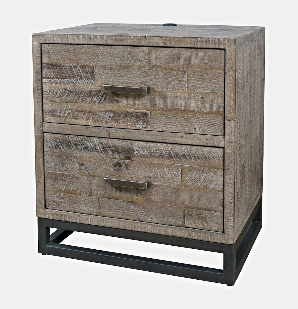 Jofran - East Hampton Modern Coastal 25in Distressed Acacia Nightstand with USB Charging, Grey Wash - 2260-90 view 2