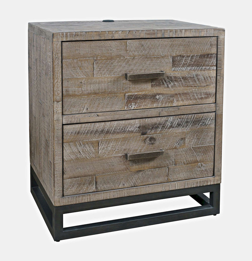 Jofran - East Hampton Modern Coastal 25in Distressed Acacia Nightstand with USB Charging, Grey Wash - 2260-90 view 3