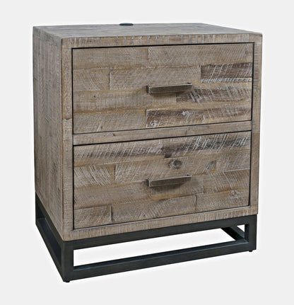 Jofran - East Hampton Modern Coastal 25in Distressed Acacia Nightstand with USB Charging, Grey Wash - 2260-90 view 3