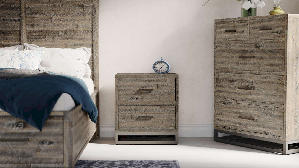 Jofran - East Hampton Modern Coastal 25in Distressed Acacia Nightstand with USB Charging, Grey Wash - 2260-90 view 11