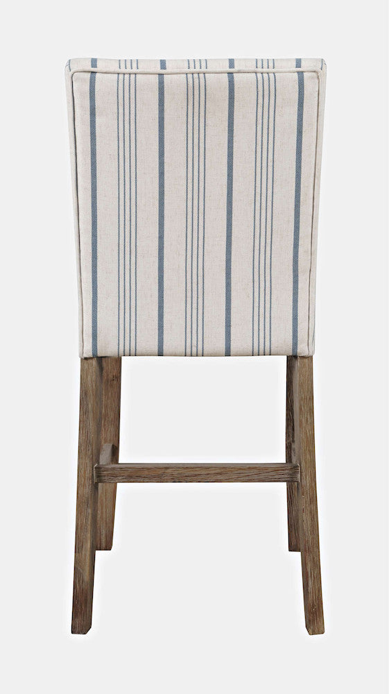 Jofran - Eastern Tides Coastal Wire-Brushed Acacia Upholstered Parsons Barstool (Set of 2) Blue Stripe - 2148-BS400KD view 3