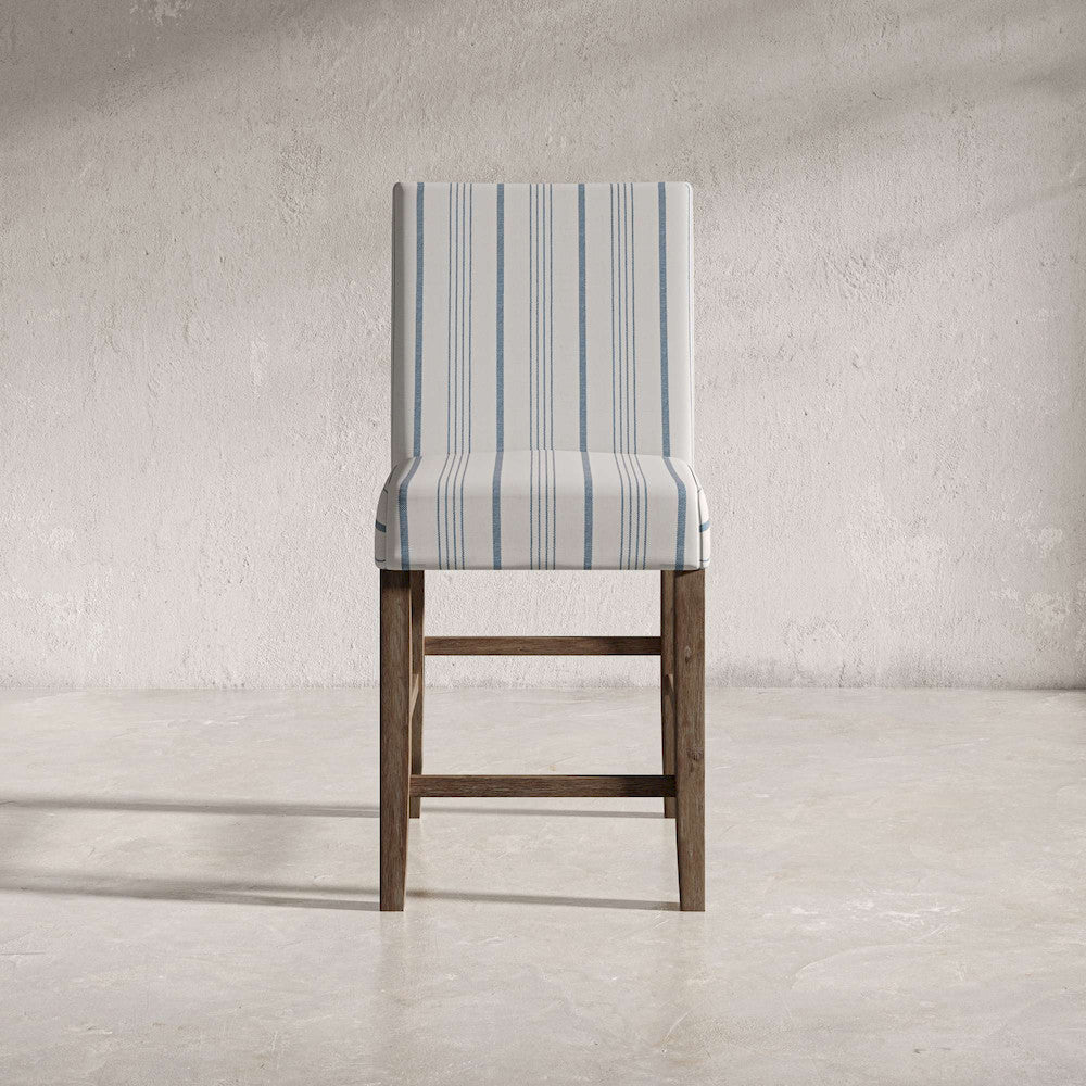 Jofran - Eastern Tides Coastal Wire-Brushed Acacia Upholstered Parsons Barstool (Set of 2) Blue Stripe - 2148-BS400KD view 5