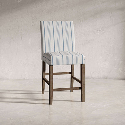Jofran - Eastern Tides Coastal Wire-Brushed Acacia Upholstered Parsons Barstool (Set of 2) Blue Stripe - 2148-BS400KD view 6
