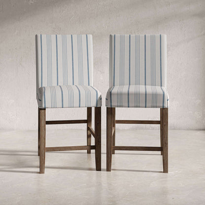 Jofran - Eastern Tides Coastal Wire-Brushed Acacia Upholstered Parsons Barstool (Set of 2) Blue Stripe - 2148-BS400KD view 7