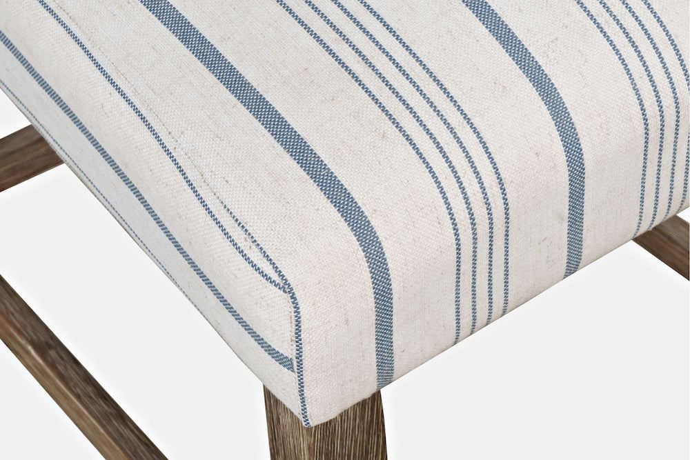 Jofran - Eastern Tides Coastal Wire-Brushed Acacia Upholstered Parsons Barstool (Set of 2) Blue Stripe - 2148-BS400KD view 8