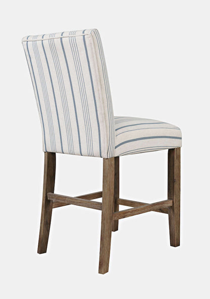 Jofran - Eastern Tides Coastal Wire-Brushed Acacia Upholstered Parsons Barstool (Set of 2) Blue Stripe - 2148-BS400KD view 10