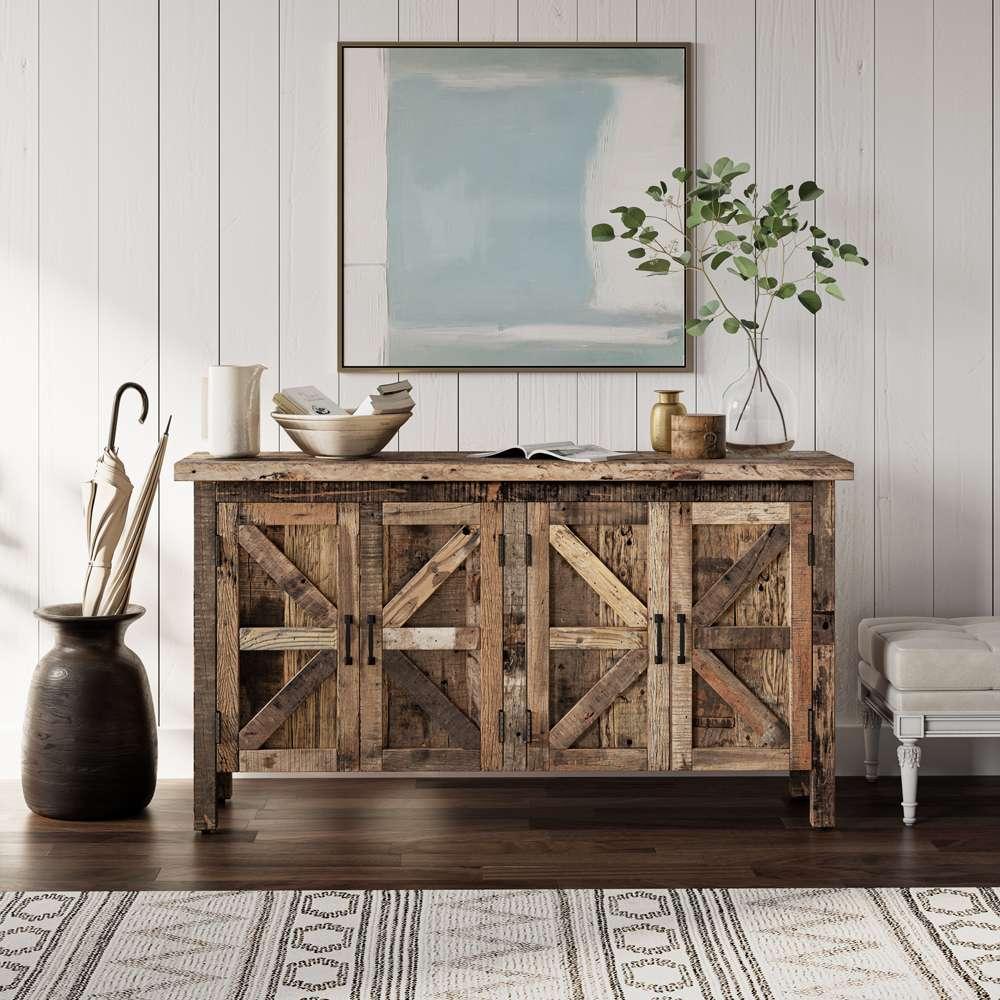 Jofran - Eden Prairie 4 Door Accent Cabinet - Heavily Distressed Reclaimed Wood - 1989-60 veiw 6