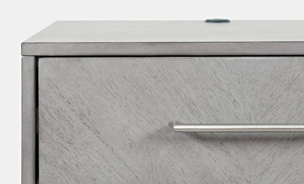Jofran - Eloquence Contemporary Modern 28in USB Charging Nightstand with Drawers and Metal Hardware, Grey - 2176-90 view 5