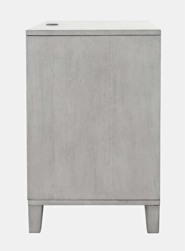 Jofran - Eloquence Contemporary Modern 28in USB Charging Nightstand with Drawers and Metal Hardware, Grey - 2176-90 view 7