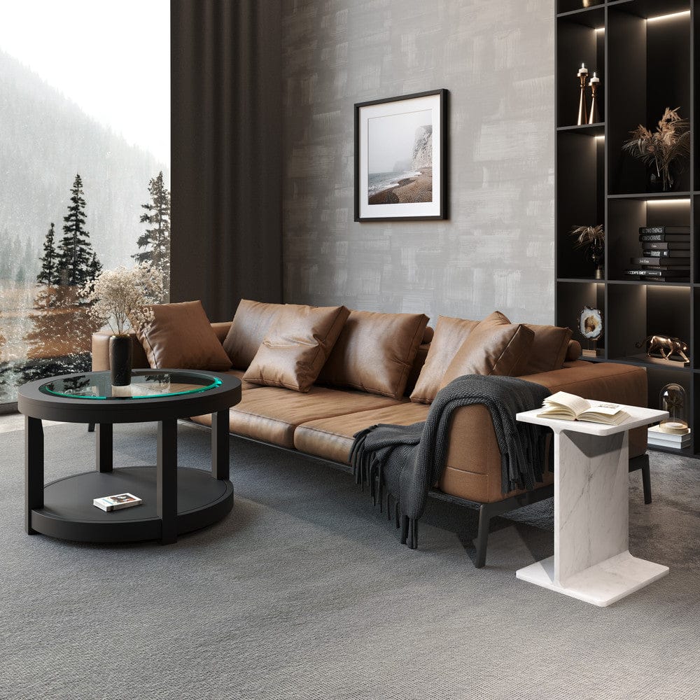 Jofran - Enzo Luxury Genuine Solid Marble Icon End Table - 2330-ENZOWHT view 4