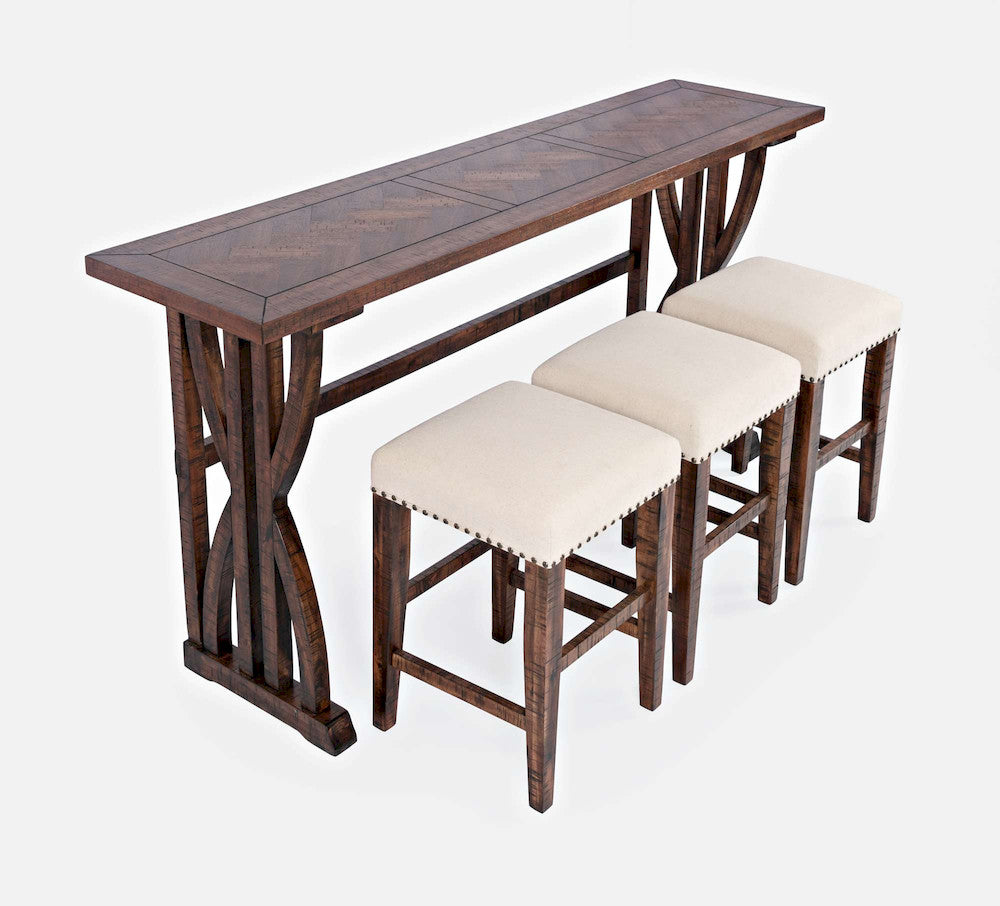 Jofran - Fairview Counter Height Sofa Table Set with Three Stools - Oak - 1931-74 view 1