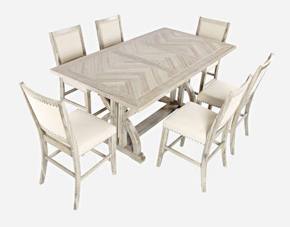Jofran - Fairview Mid-Century Distressed 78in Seven-Piece Upholstered Counter Height Dining Set - 1933-78C-7 view 1