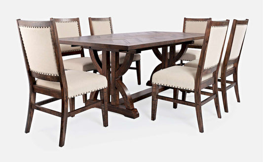Jofran - Fairview Mid-Century Distressed 78in Seven-Piece Upholstered Dining Set - 1931-78D-7 view 1