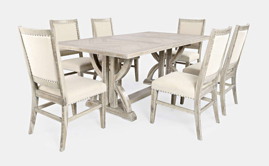 Jofran - Fairview Mid-Century Distressed 78in Seven-Piece Upholstered Dining Set - 1933-78D-7 view 1