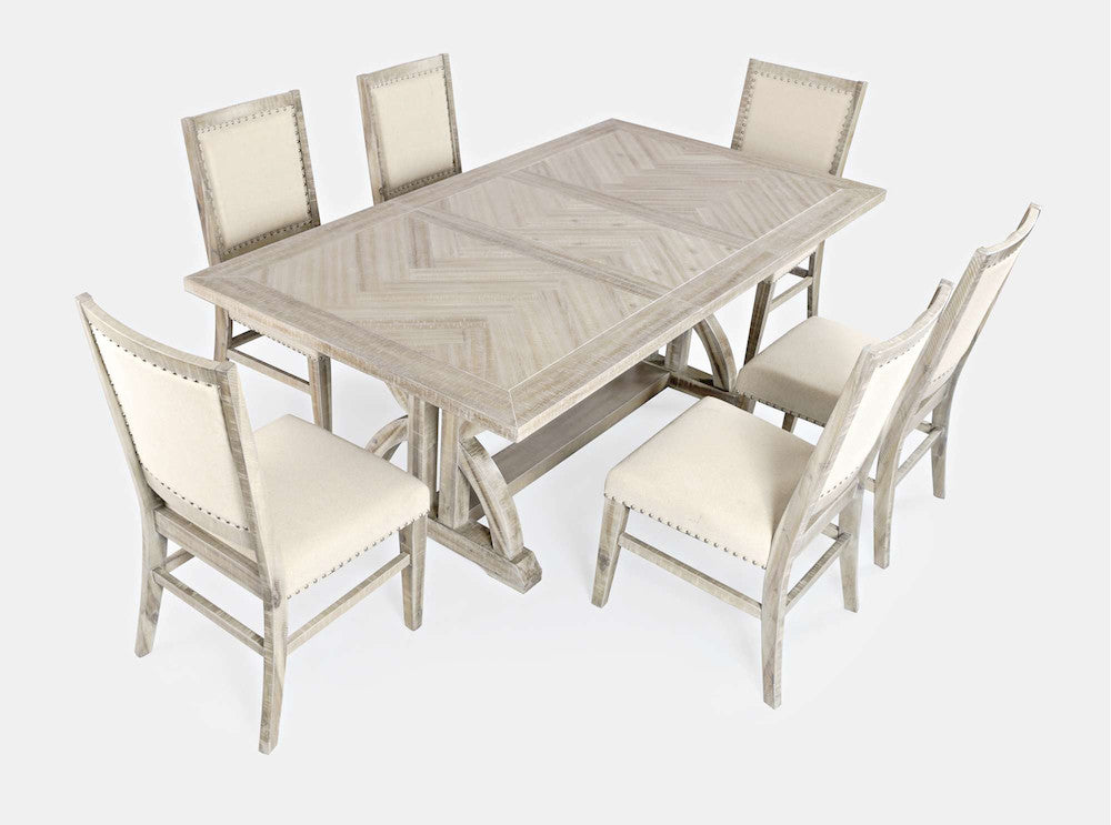 Jofran - Fairview Mid-Century Distressed 78in Seven-Piece Upholstered Dining Set - 1933-78D-7 view 2