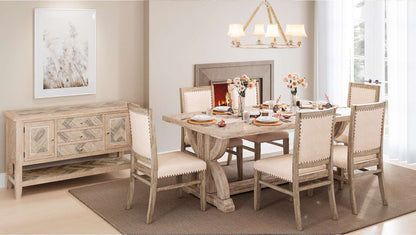 Jofran - Fairview Mid-Century Distressed 78in Seven-Piece Upholstered Dining Set - 1933-78D-7 view 14