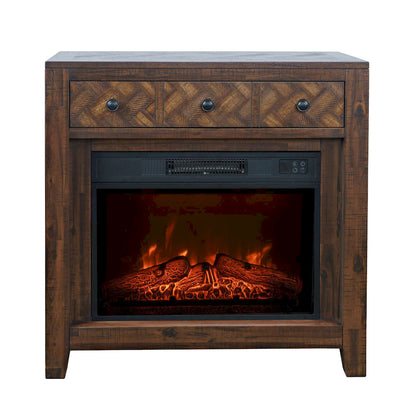 Jofran - Fairview Modern Transitional 32in Chevron Electric Fireplace Console TV Stand in Oak - 1932-FP32 view 1
