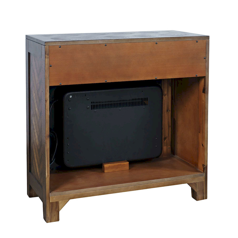 Jofran - Fairview Modern Transitional 32in Chevron Electric Fireplace Console TV Stand in Oak - 1932-FP32 view 3
