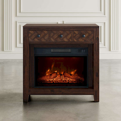 Jofran - Fairview Modern Transitional 32in Chevron Electric Fireplace Console TV Stand in Oak - 1932-FP32 view 6