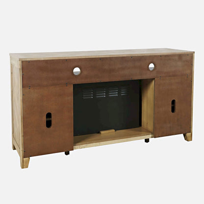 Jofran - Fairview Modern Transitional 60in Chevron Fireplace Storage Console TV Stand with Electric Fireplace, Bryce Light Brown - 2338-FP6032 view 3
