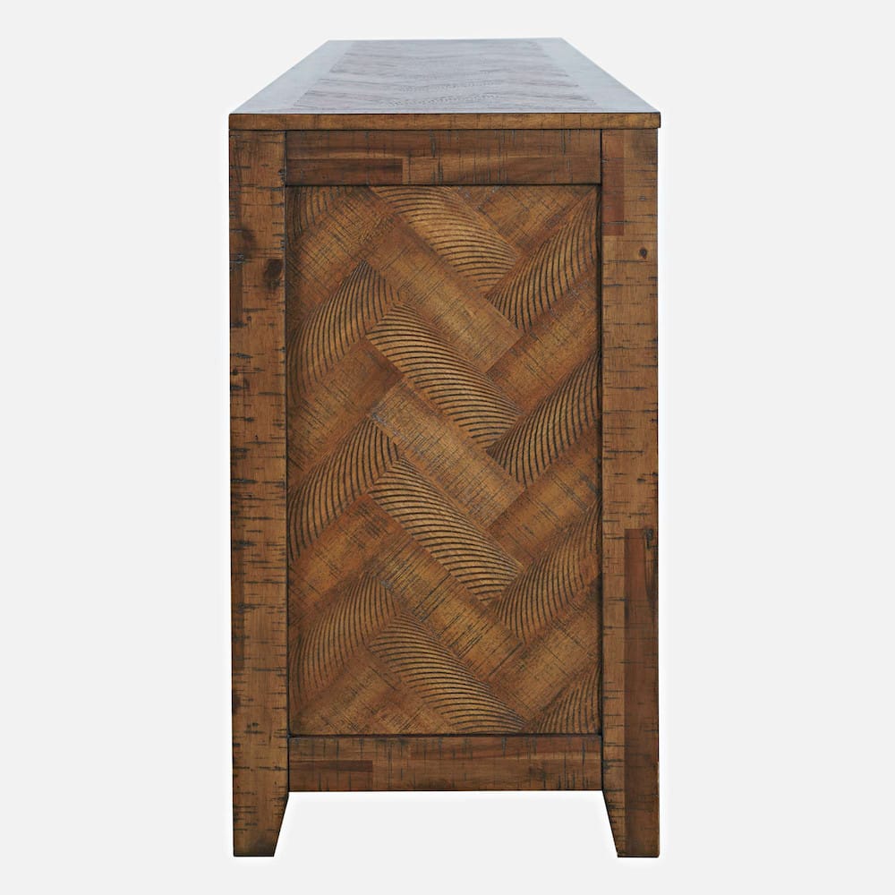 Jofran - Fairview Modern Transitional 60in Chevron Fireplace Storage Console TV Stand with Electric Fireplace, Oak Dark Brown - 1932-FP6032 view 6