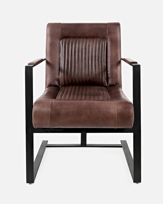 Jofran - Genuine Leather Sled Chair - Dark Sienna - MAGUIRE-CH-DKSIENNA view 1