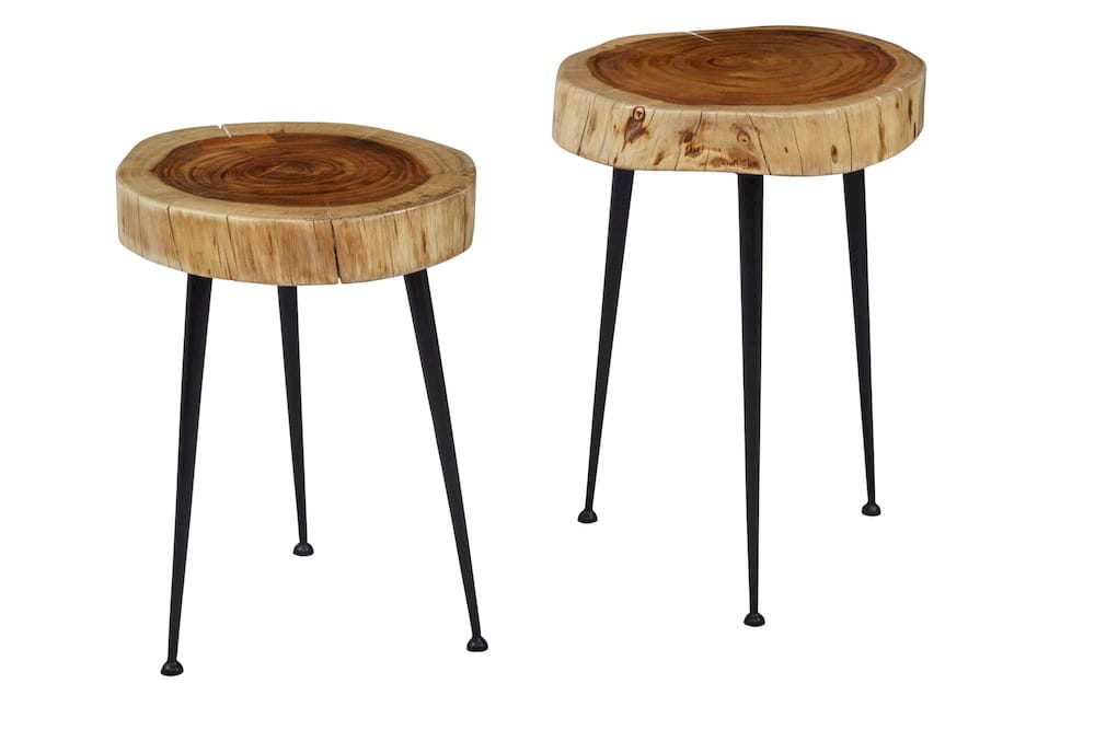 Jofran - Global Archive Flat-Pack Wood and Iron Accent Tables (Set of 2) Natural Brown - 1730-20KD view 1