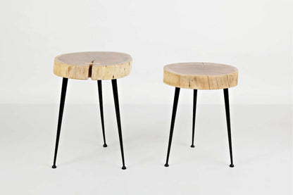 Jofran - Global Archive Flat-Pack Wood and Iron Accent Tables (Set of 2) Natural Brown - 1730-20KD view 3