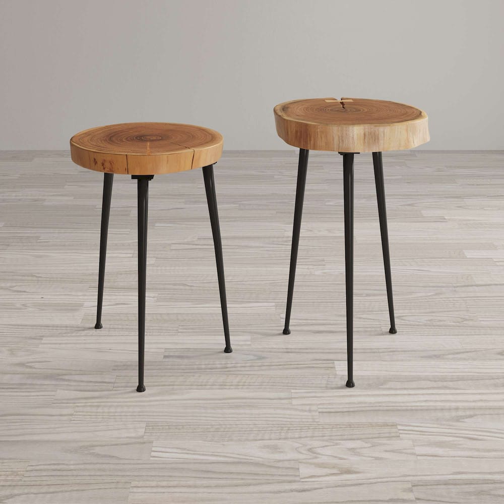 Jofran - Global Archive Flat-Pack Wood and Iron Accent Tables (Set of 2) Natural Brown - 1730-20KD view 4