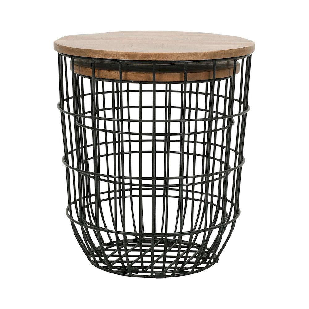 Jofran - Global Archive Nested Storage Solid Wood and Metal Basket End Tables (Set of 2) Black - 2330-1815BL view 3