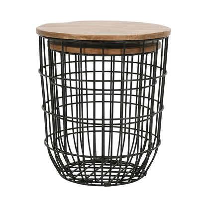 Jofran - Global Archive Nested Storage Solid Wood and Metal Basket End Tables (Set of 2) Black - 2330-1815BL view 3