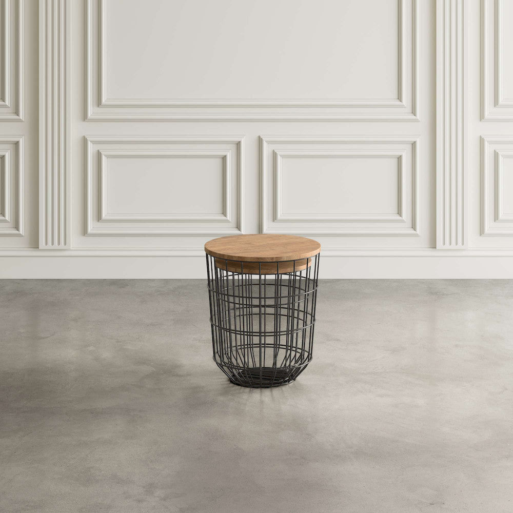 Jofran - Global Archive Nested Storage Solid Wood and Metal Basket End Tables (Set of 2) Black - 2330-1815BL view 5