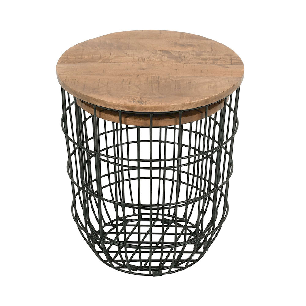 Jofran - Global Archive Nested Storage Solid Wood and Metal Basket End Tables (Set of 2) Black - 2330-1815BL view 9