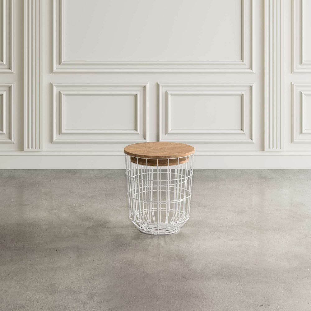 Jofran - Global Archive Nested Storage Solid Wood and Metal Basket End Tables (Set of 2) White - 2330-1815WH view 4