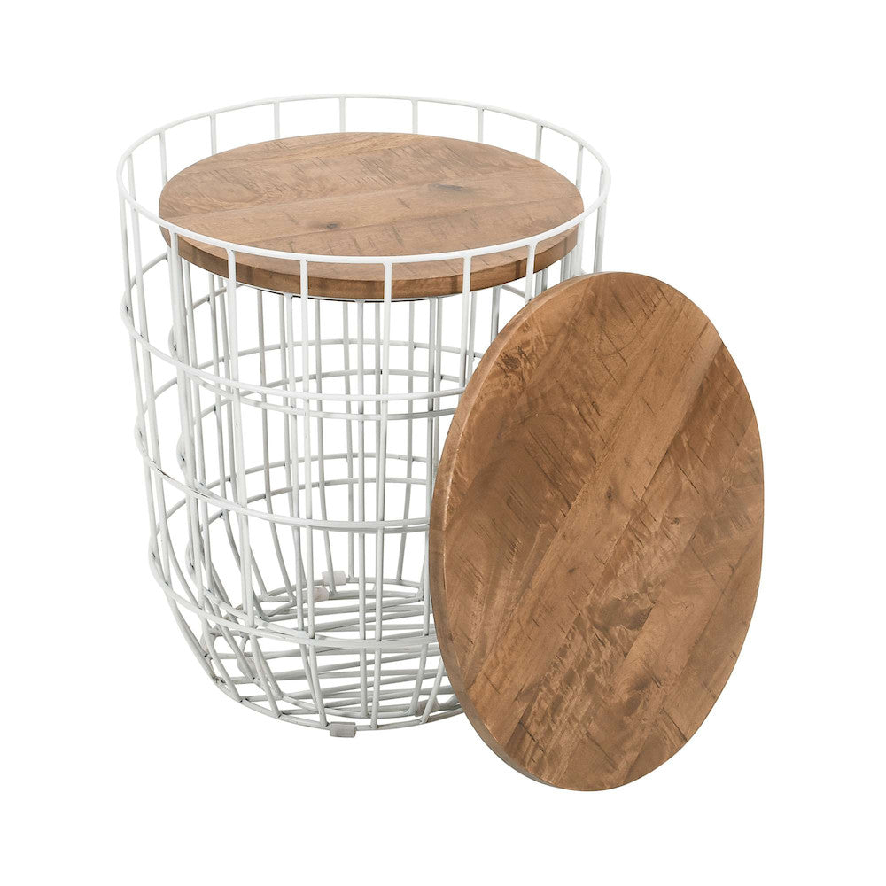 Jofran - Global Archive Nested Storage Solid Wood and Metal Basket End Tables (Set of 2) White - 2330-1815WH view 8