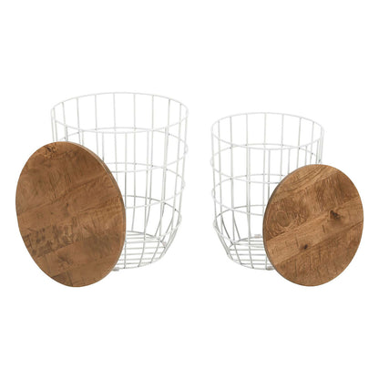 Jofran - Global Archive Nested Storage Solid Wood and Metal Basket End Tables (Set of 2) White - 2330-1815WH view 9