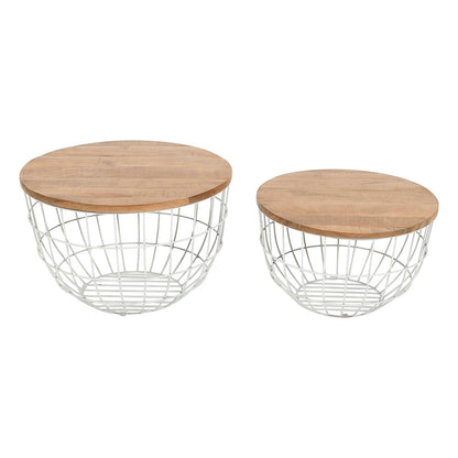 Jofran - Global Archive Rondo Nested Storage Solid Wood and Metal Basket Coffee Tables (Set of 2) White - 2330-3026WH view 1