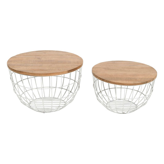 Jofran - Global Archive Rondo Nested Storage Solid Wood and Metal Basket Coffee Tables (Set of 2) White - 2330-3026WH view 1