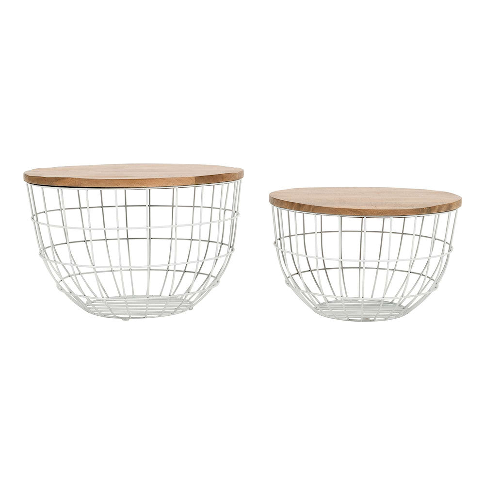 Jofran - Global Archive Rondo Nested Storage Solid Wood and Metal Basket Coffee Tables (Set of 2) White - 2330-3026WH view 2