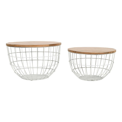 Jofran - Global Archive Rondo Nested Storage Solid Wood and Metal Basket Coffee Tables (Set of 2) White - 2330-3026WH view 2