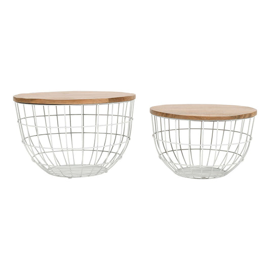 Jofran - Global Archive Rondo Nested Storage Solid Wood and Metal Basket Coffee Tables (Set of 2) White - 2330-3026WH view 2