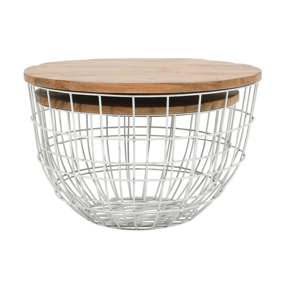 Jofran - Global Archive Rondo Nested Storage Solid Wood and Metal Basket Coffee Tables (Set of 2) White - 2330-3026WH view 3
