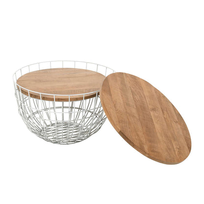 Jofran - Global Archive Rondo Nested Storage Solid Wood and Metal Basket Coffee Tables (Set of 2) White - 2330-3026WH view 8