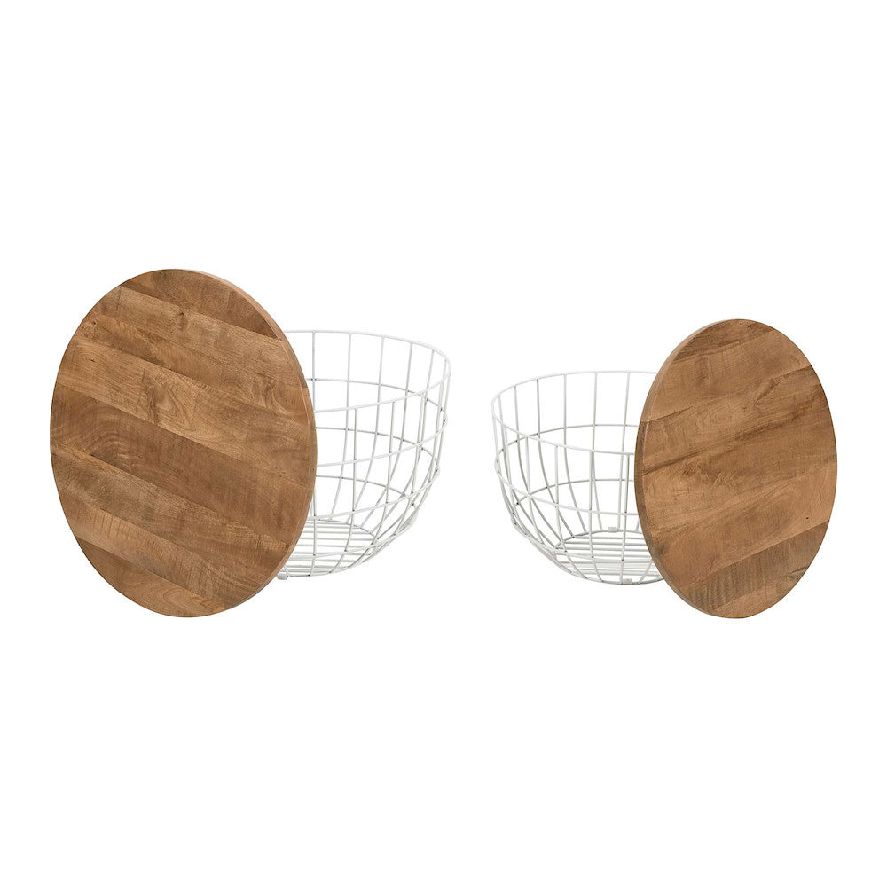 Jofran - Global Archive Rondo Nested Storage Solid Wood and Metal Basket Coffee Tables (Set of 2) White - 2330-3026WH view 9