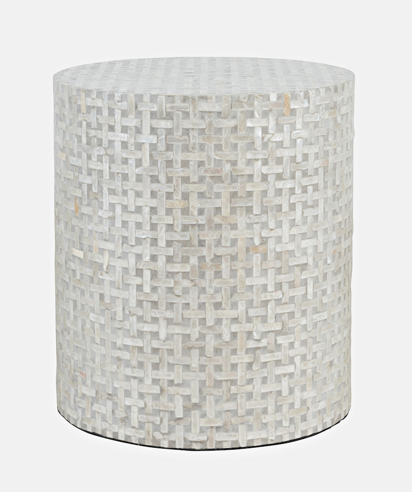 Jofran - Global Archive Small Terrazzo Capiz Shell Accent Table - Grey Basketweave - 1730-2814GBK view 1