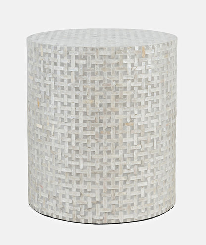 Jofran - Global Archive Small Terrazzo Capiz Shell Accent Table - Grey Basketweave - 1730-2814GBK view 1