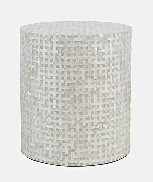 Jofran - Global Archive Small Terrazzo Capiz Shell Accent Table - Grey Basketweave - 1730-2814GBK view 1
